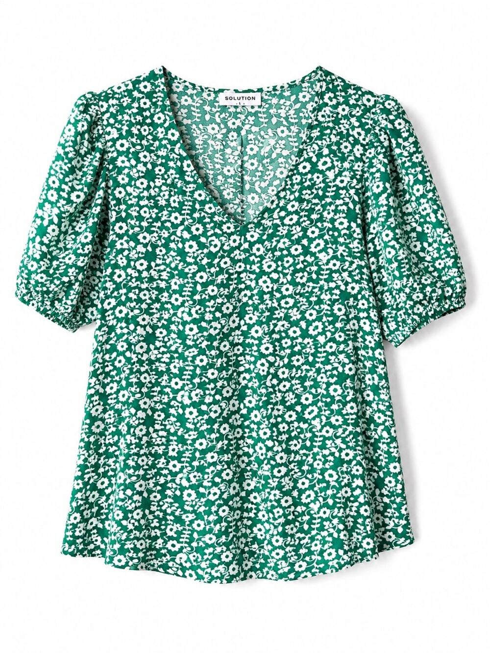 Solution Green Floral Blouse Size L